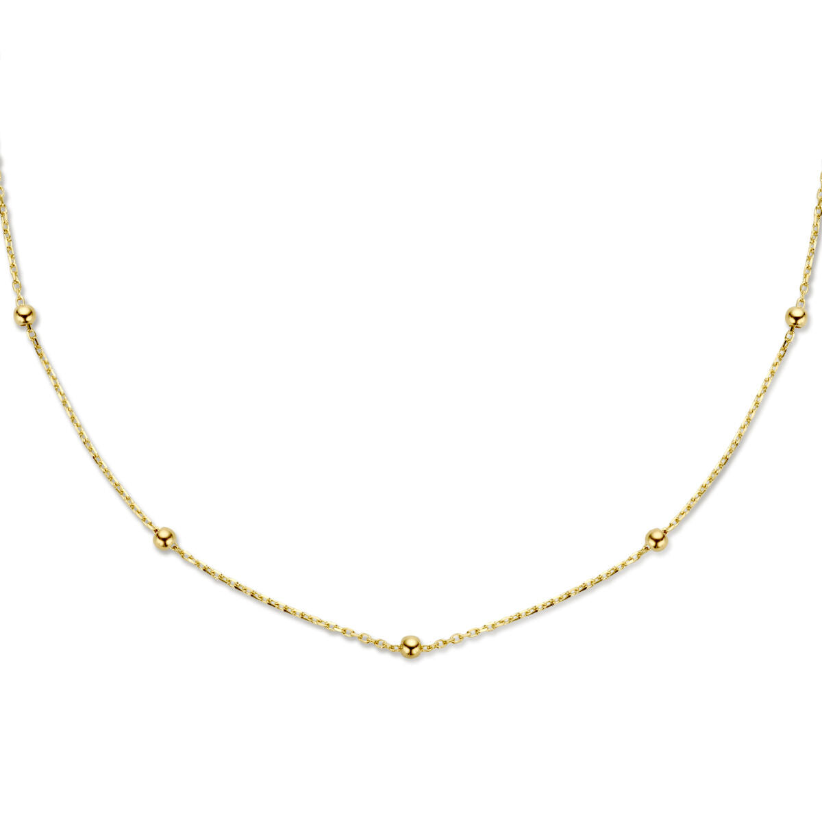 Collana in oro giallo 14K con pallini da 2,5 mm, lunghezze 40-42-44 cm.