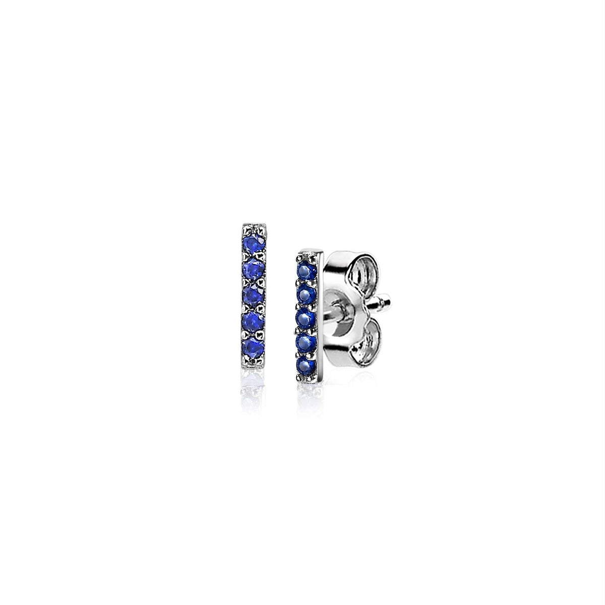 Orecchini in argento con pietre blu, forma rettangolare e finitura lucida.
