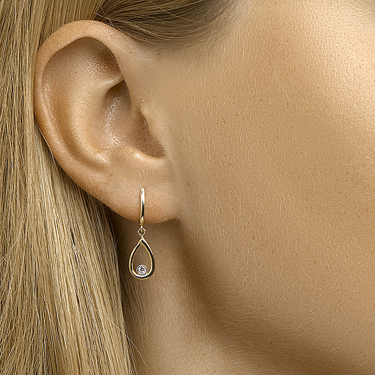 oorhangers zirkonia 14K geelgoud
