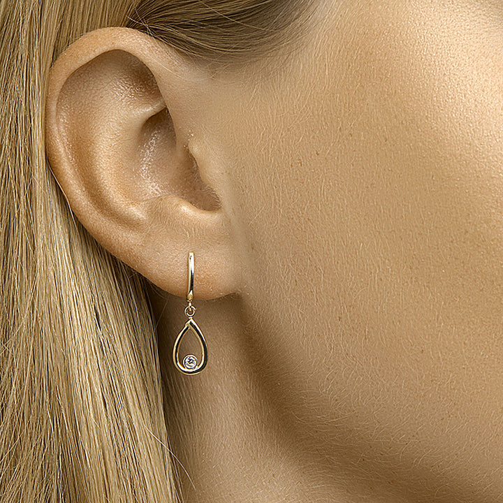 oorhangers zirkonia 14K geelgoud