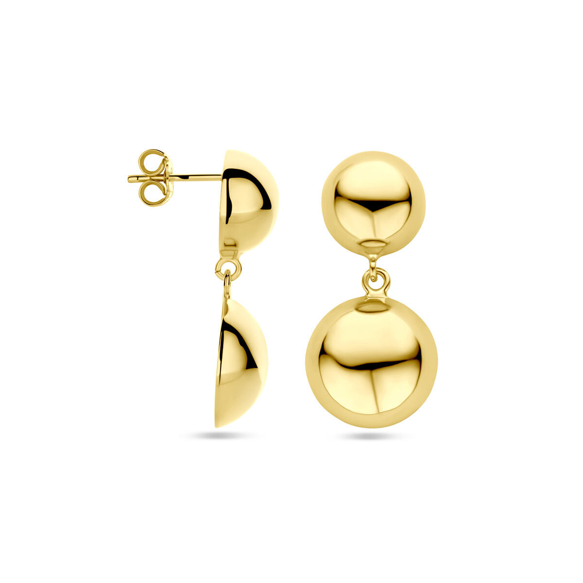 Orecchini pendenti mezza sfera 31 mm argento placcato 1 micron (giallo)