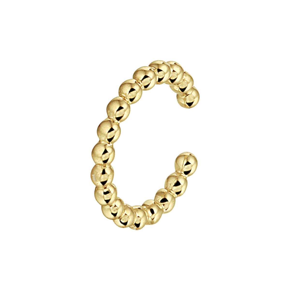 Orecchino cuff in oro giallo 14K con pallini decorativi.