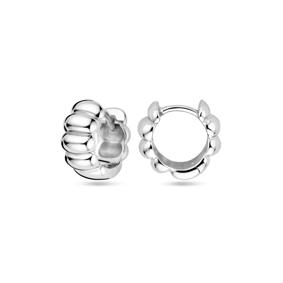 orecchini a cerchio con chiusura a scatto 11,5 mm argento rodiato