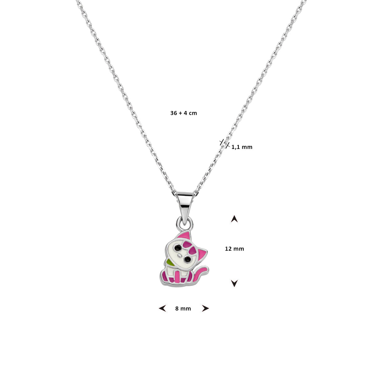 collana gattino 36 + 4 cm argento rodiato