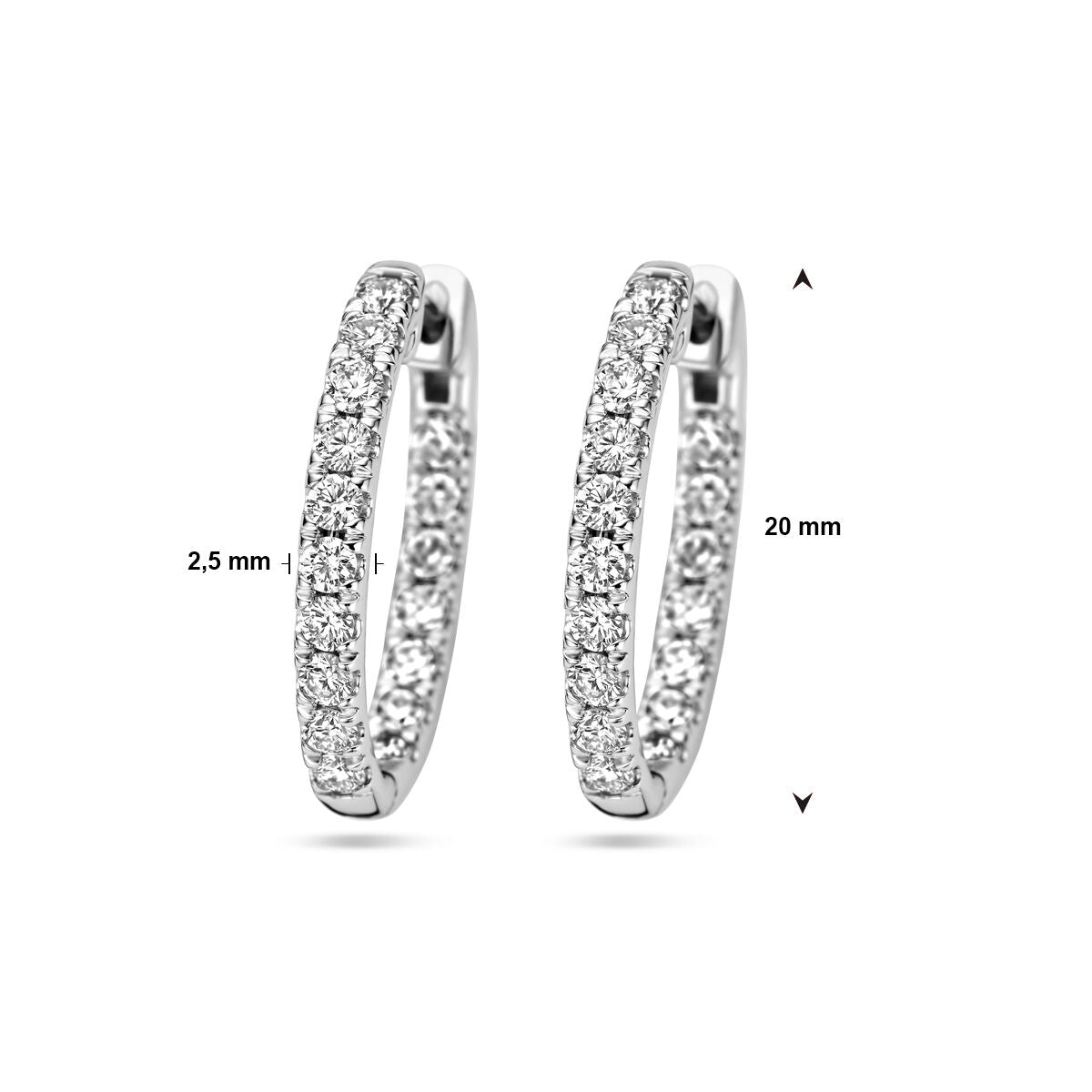 orecchini a clip con diamante lab grown 0.96ct (2x 0.48ct) h si 14K oro bianco