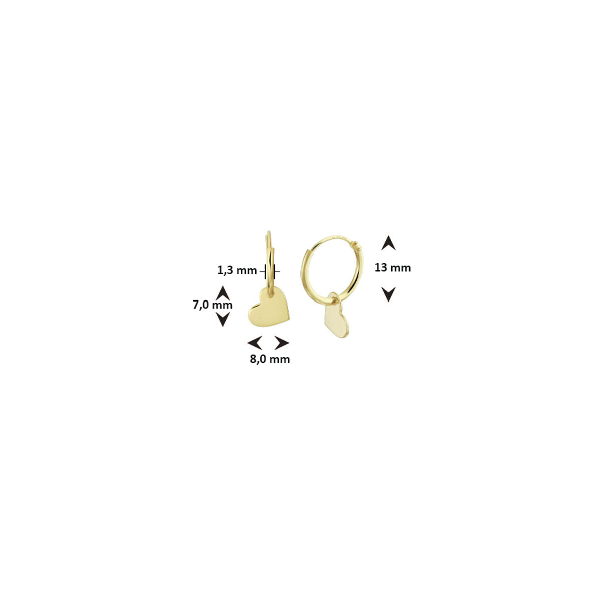 cerchietti cuore 14K oro giallo