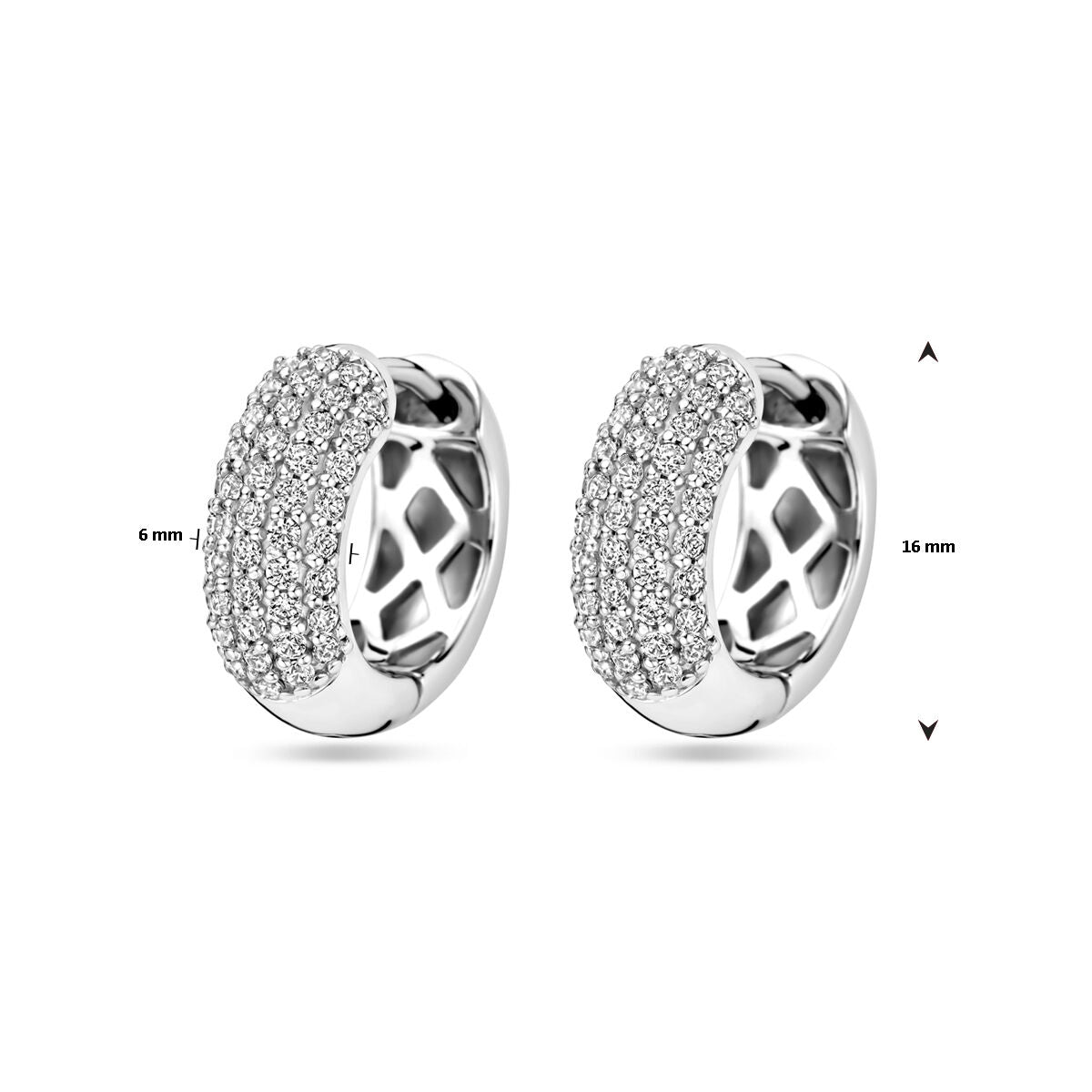 orecchini a clip zirconi 16,5 mm argento rodiato