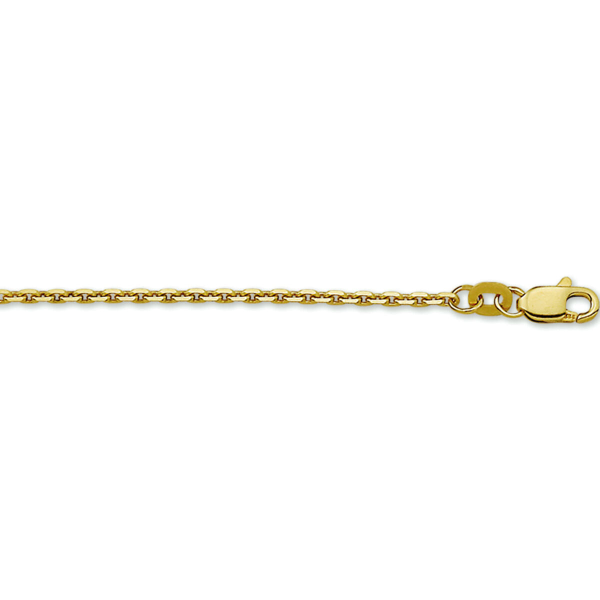Collana in oro giallo 14K con maglia ancorata e diamanti, spessore 1,6 mm.