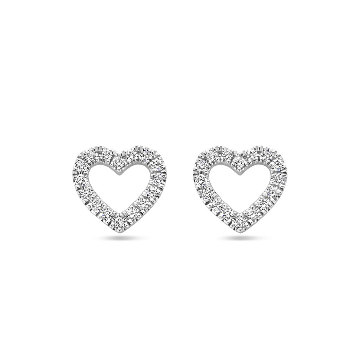 orecchini a bottone cuoricino diamante 0.11ct (2x 0.055ct) h si 7 mm 14K oro bianco