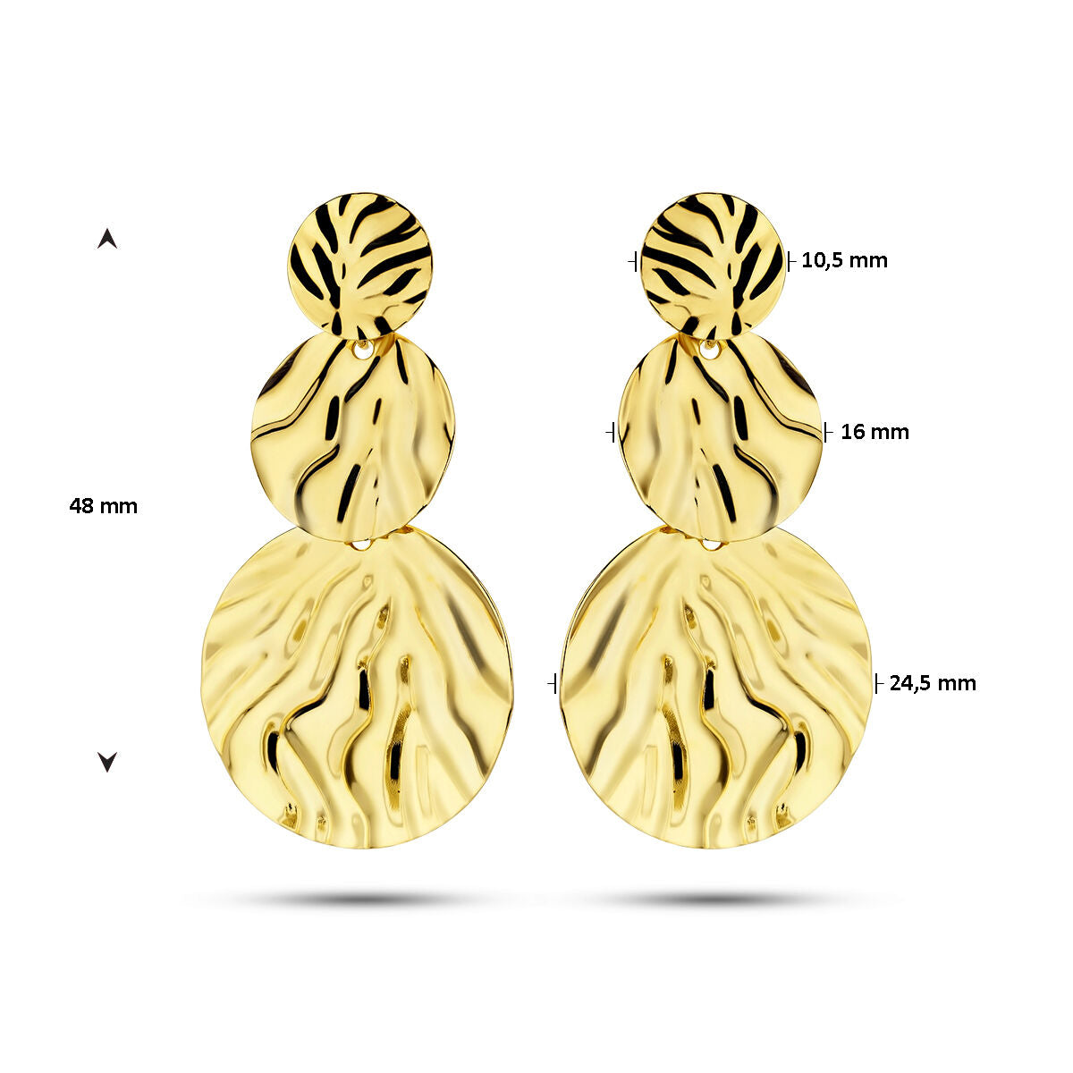 orecchini pendenti a rilievo 1 micron argento placcato oro (giallo)