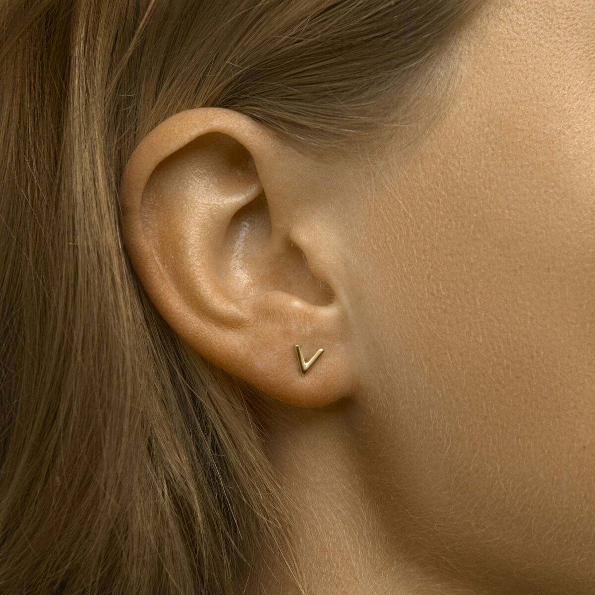 orecchini a bottone V 14K oro giallo