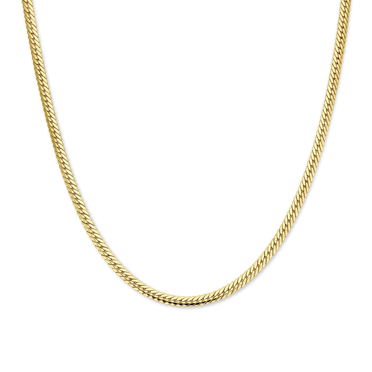 Collana bizantina in oro giallo 14K, 5 mm di larghezza, lunghezza 43 cm.