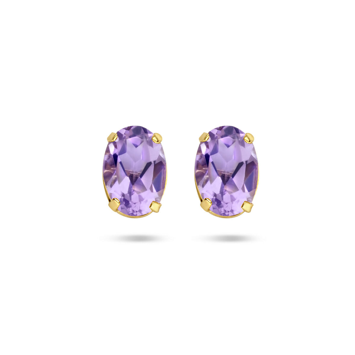 Orecchini in oro giallo 14K con pietre ovali di ametista viola.