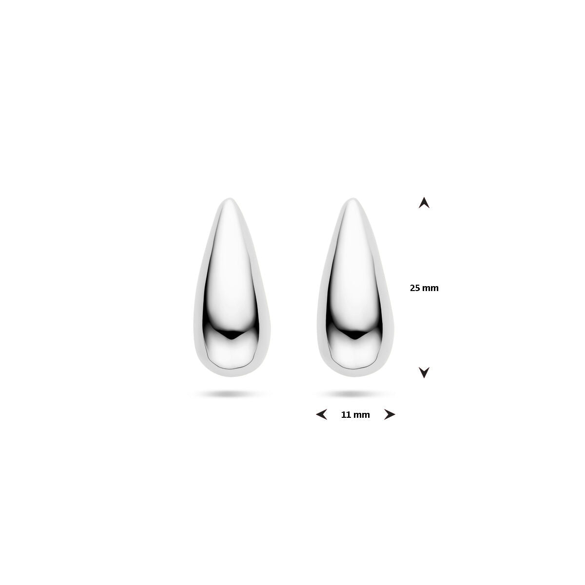 orecchini a bottone goccia 25 mm argento rodiato