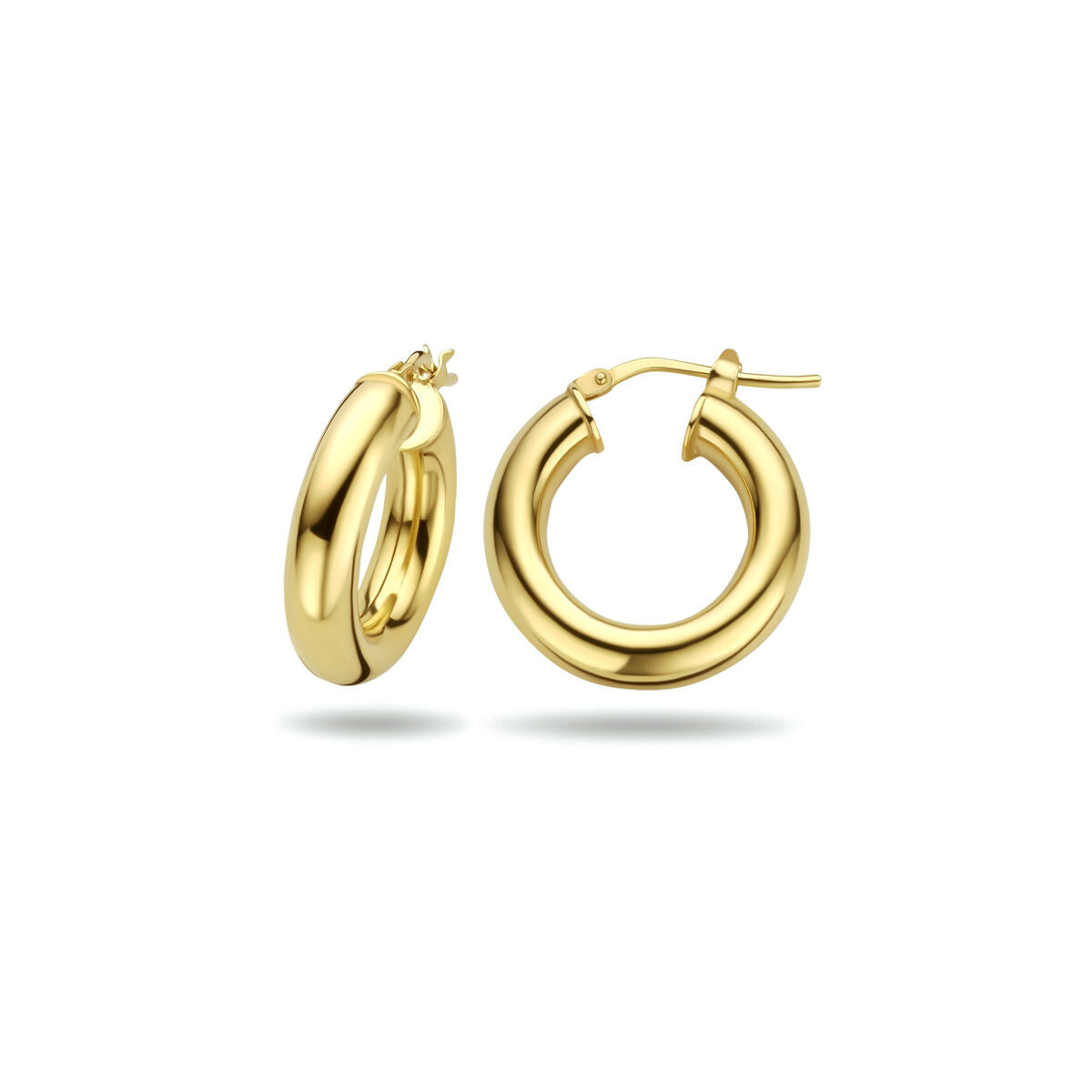 orecchini a cerchio tubo tondo 5,0 mm 1 micron argento placcato oro (giallo)
