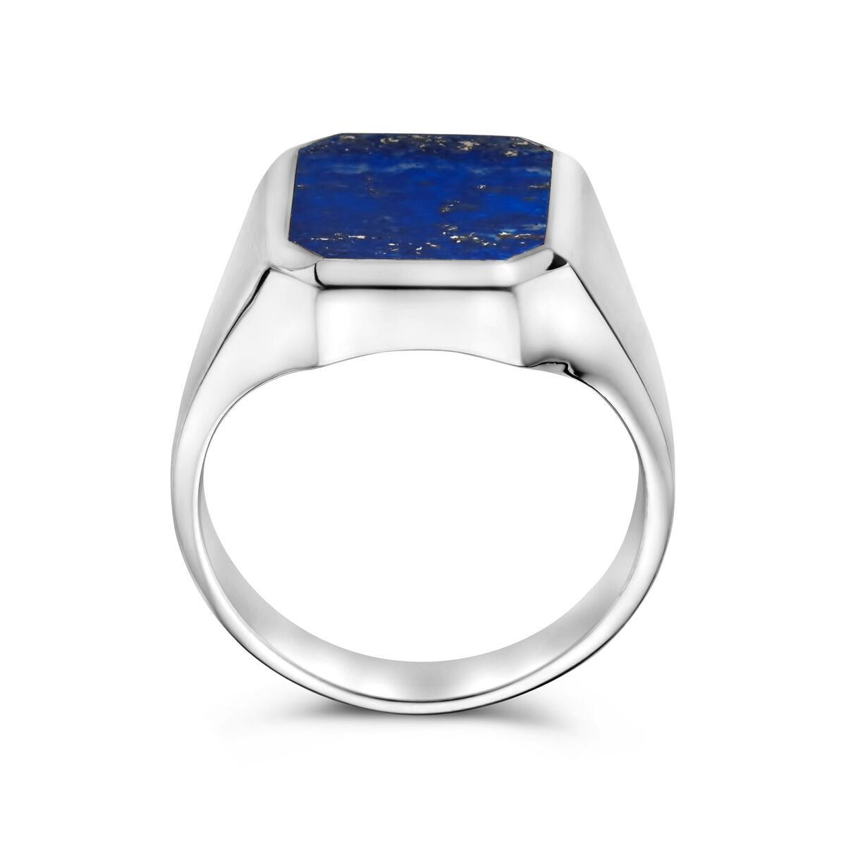 anello con sigillo massiccio lapislazzuli 13 x 11mm argento rodiato