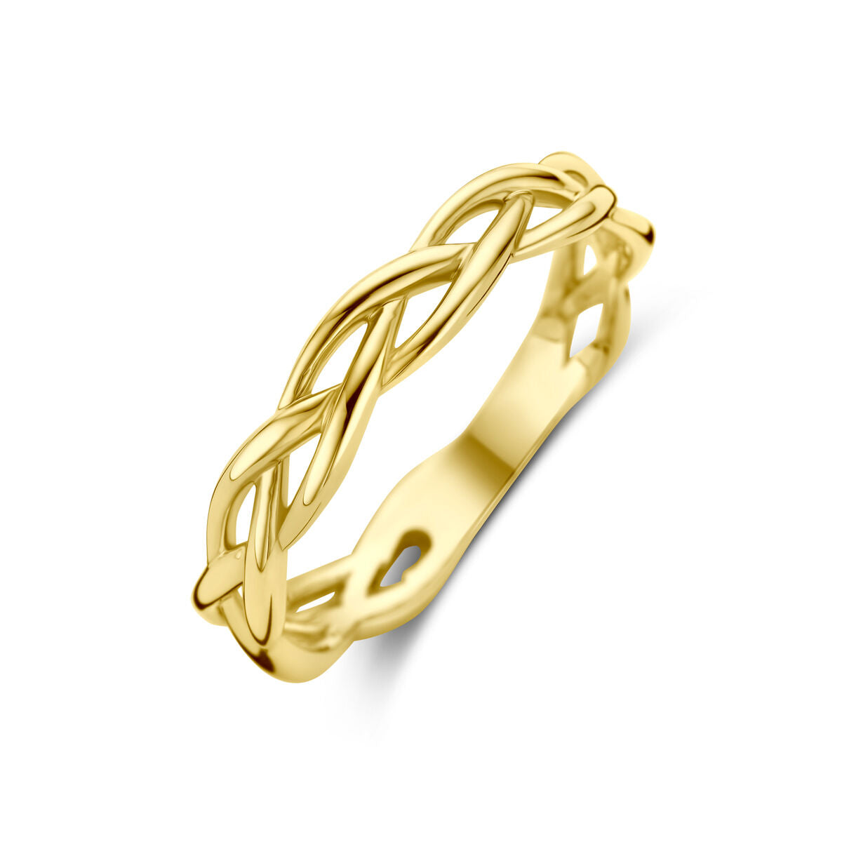 anello intrecciato in oro giallo 14K