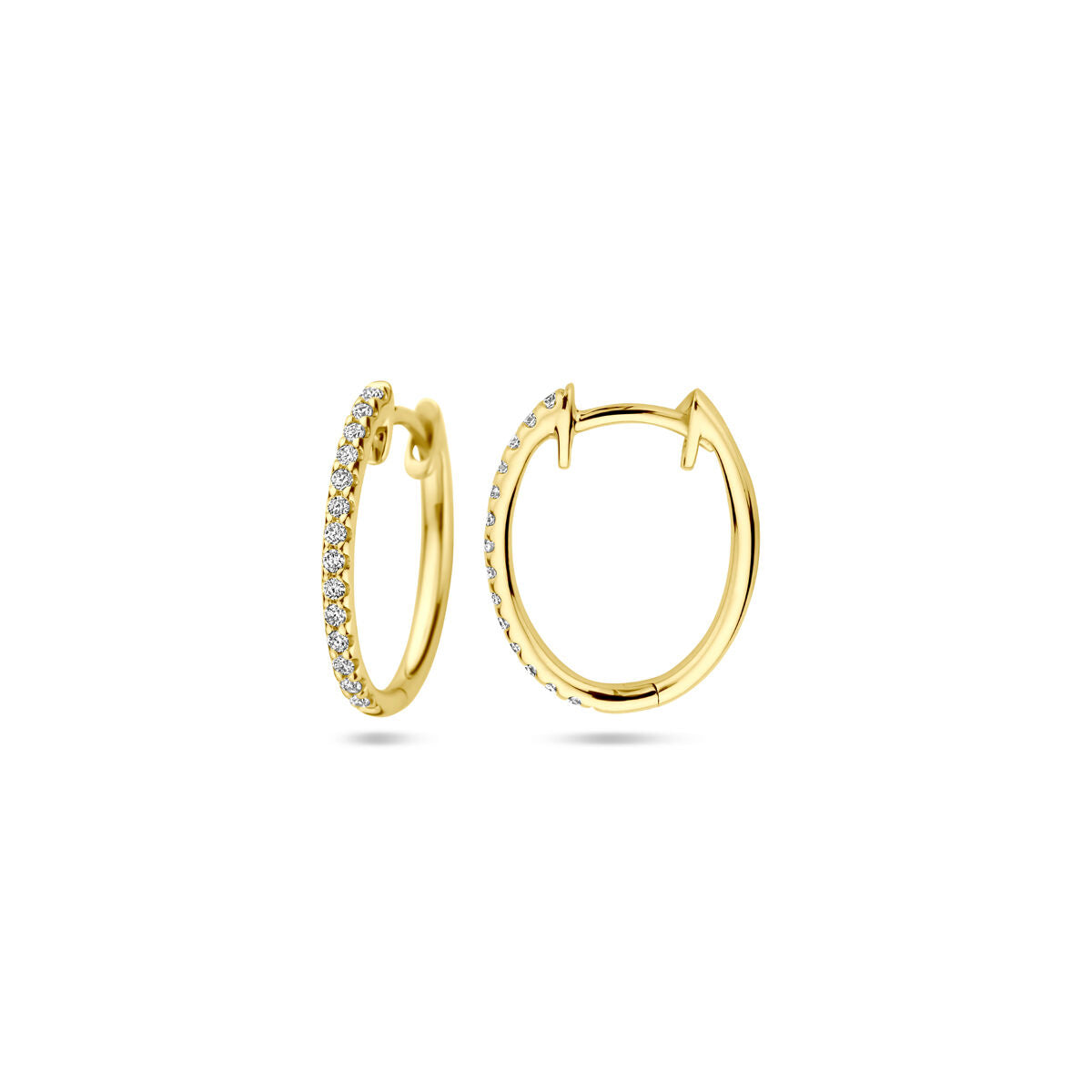 Orecchini a cerchio diamante h si 1,5 mm tubo oro giallo 14K