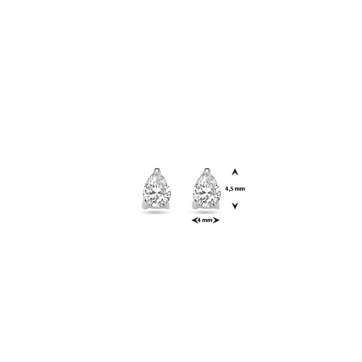 orecchini a bottone con zirconia 4,5 mm argento rodiato