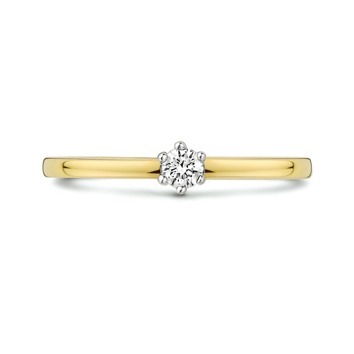 anello diamante 0.10ct h si oro bicolore 14K giallo/bianco