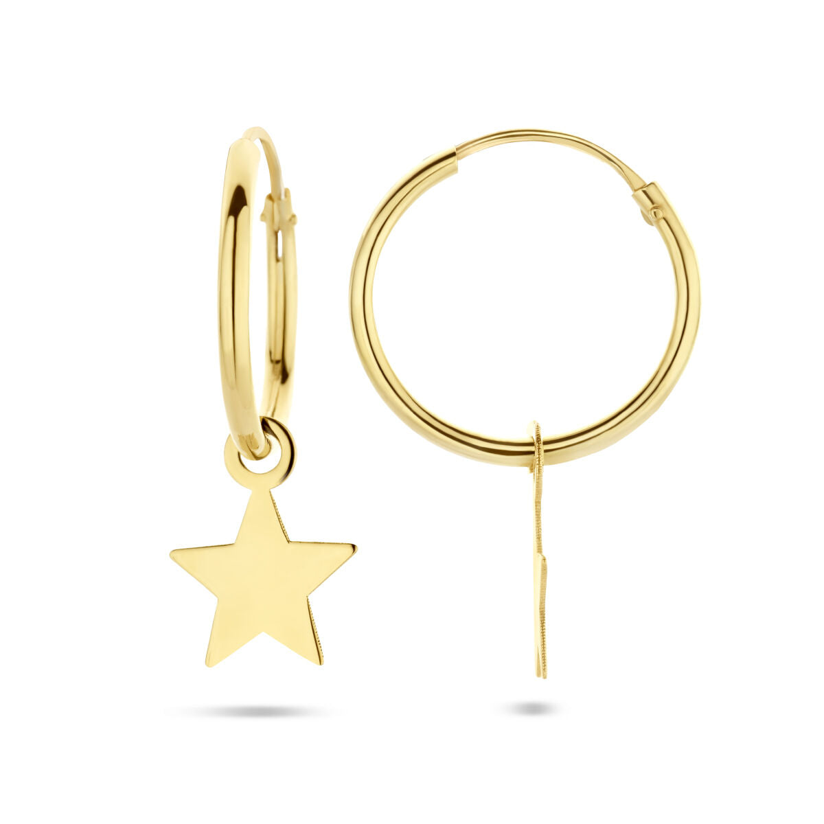 Orecchini a cerchio stella 14K oro giallo