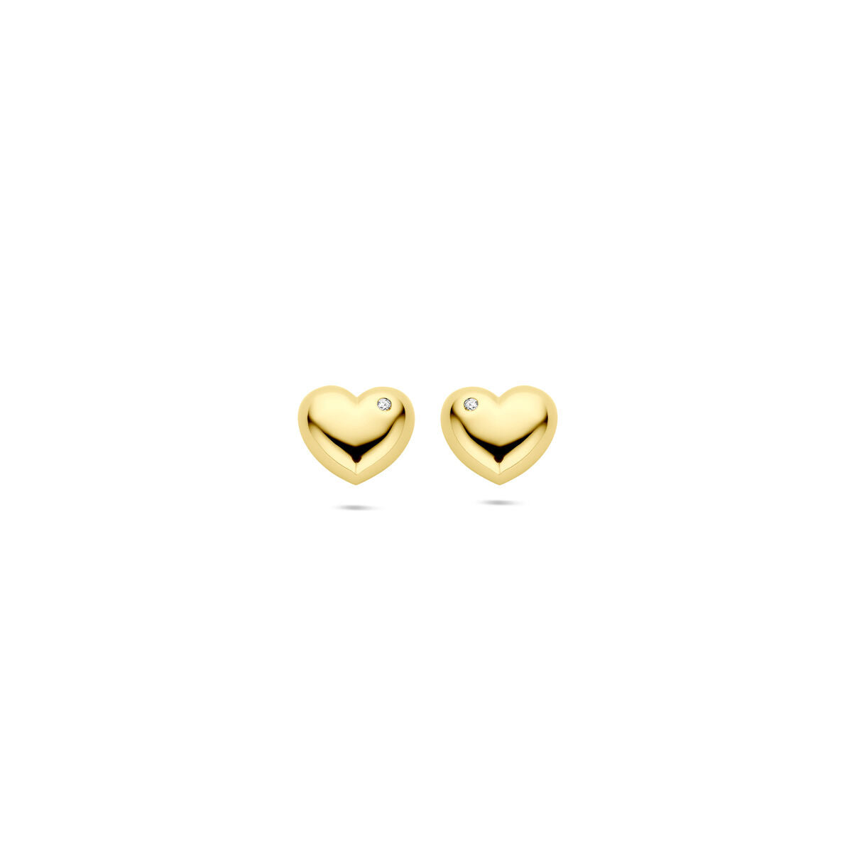 orecchini a bottone cuoricino zirconia 9,5 mm 1 micron argento placcato oro (giallo)