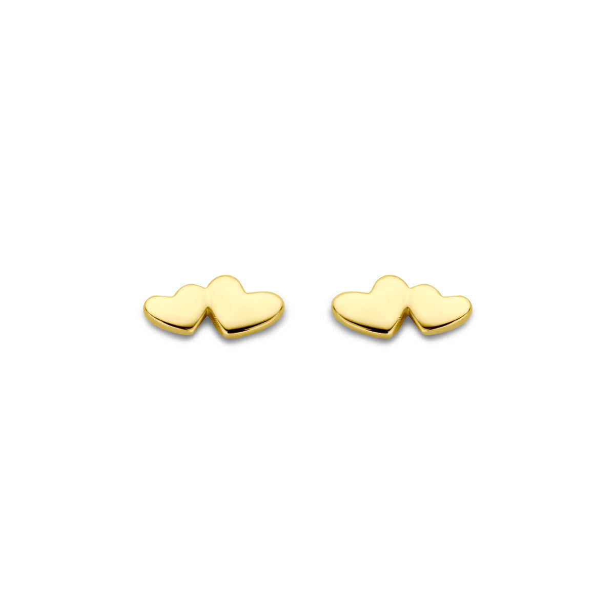 Orecchini a forma di cuore in oro giallo 14K, dimensione 3 mm.