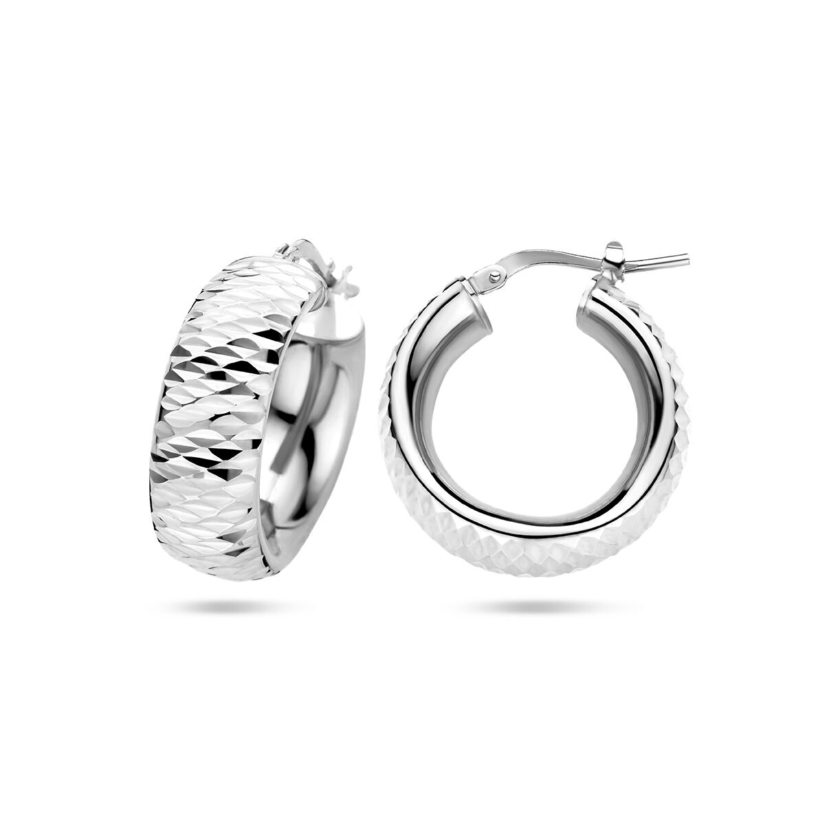 orecchini a cerchio diamantati argento rodiato