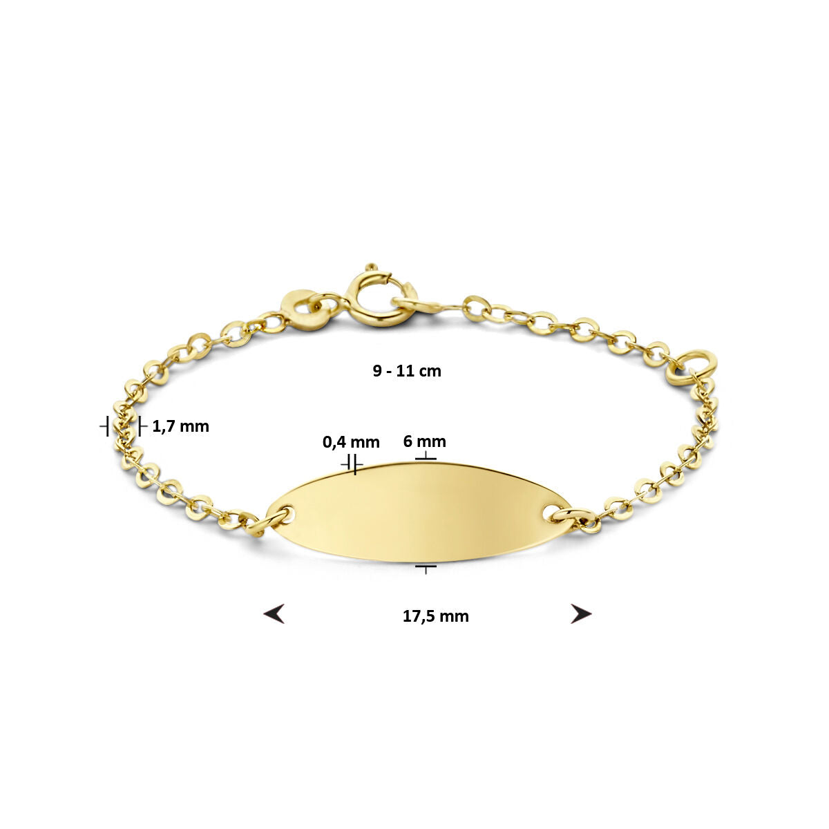 Bracciale con placca da incidere 9k 6,0 mm 9 Carati