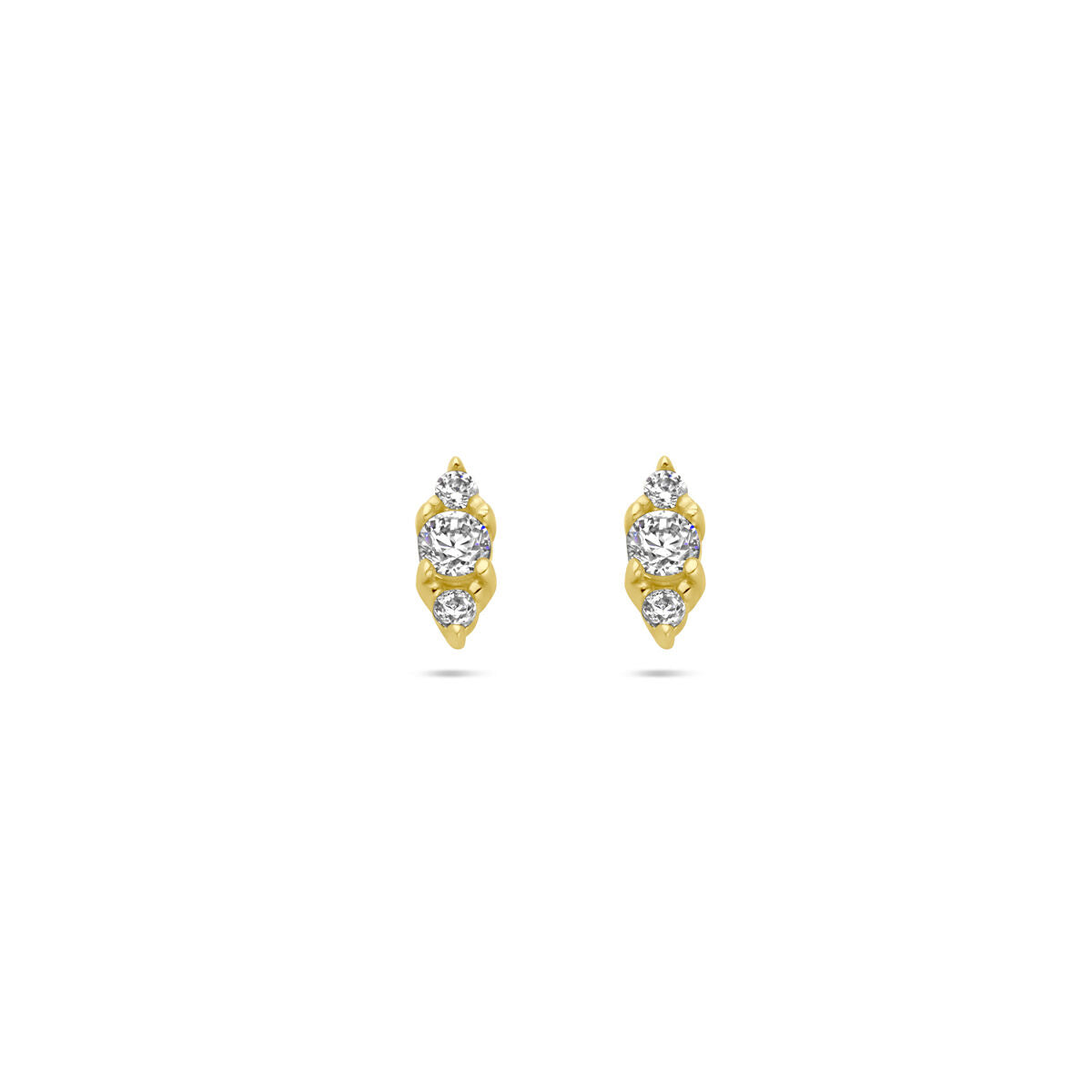 Orecchini in oro giallo 14K con zirconi, forma ovale e design raffinato.