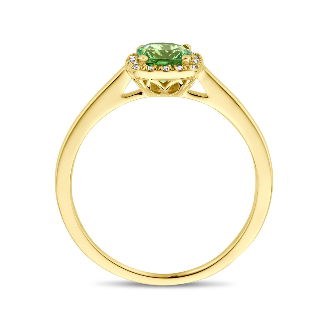 ring tsavoriet en diamant 0.07ct h si halo 14K geelgoud