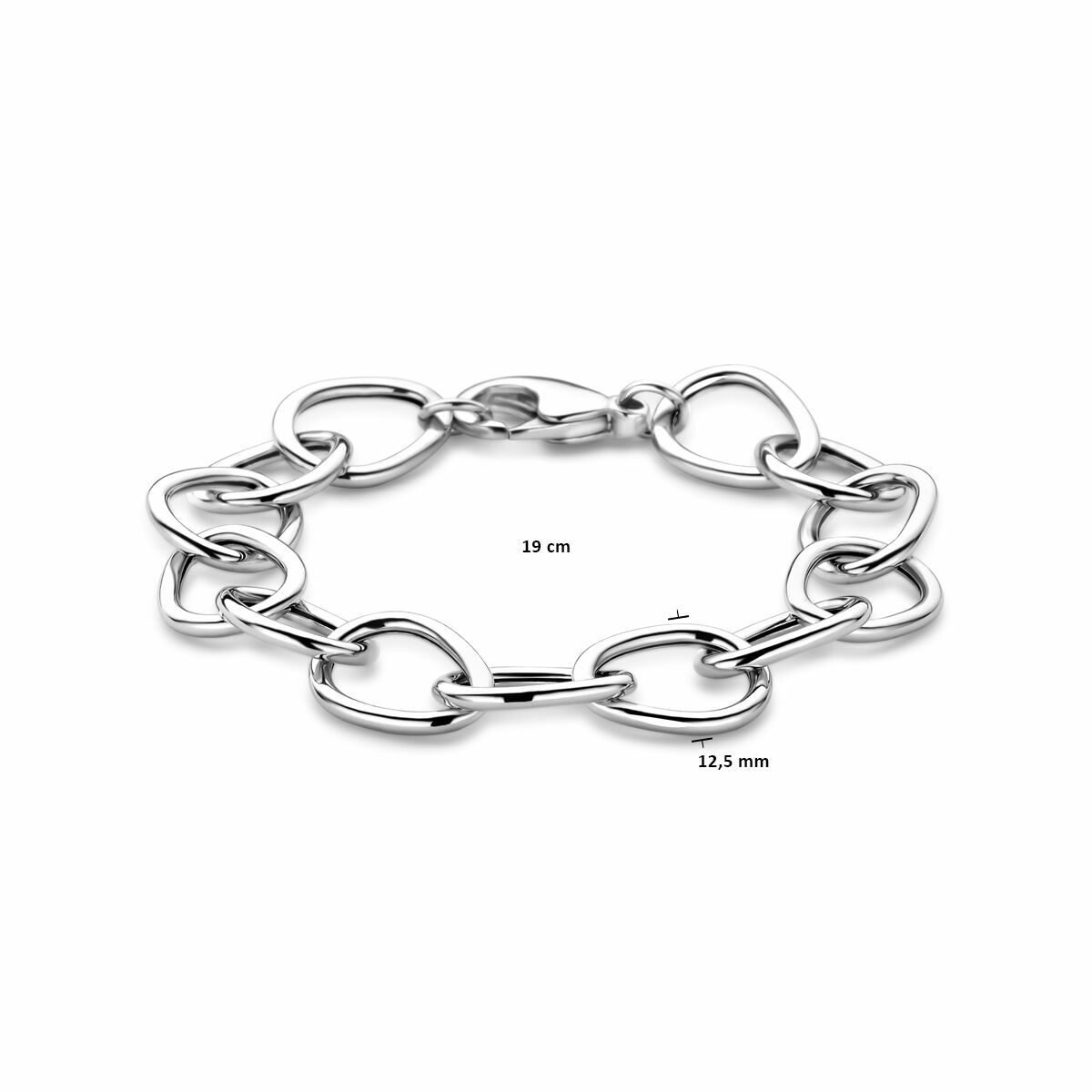 bracciale 12,5 mm 19 cm argento rodiato