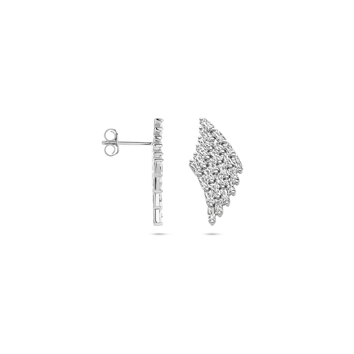 orecchini a bottone zirconia 23 mm argento rodiato