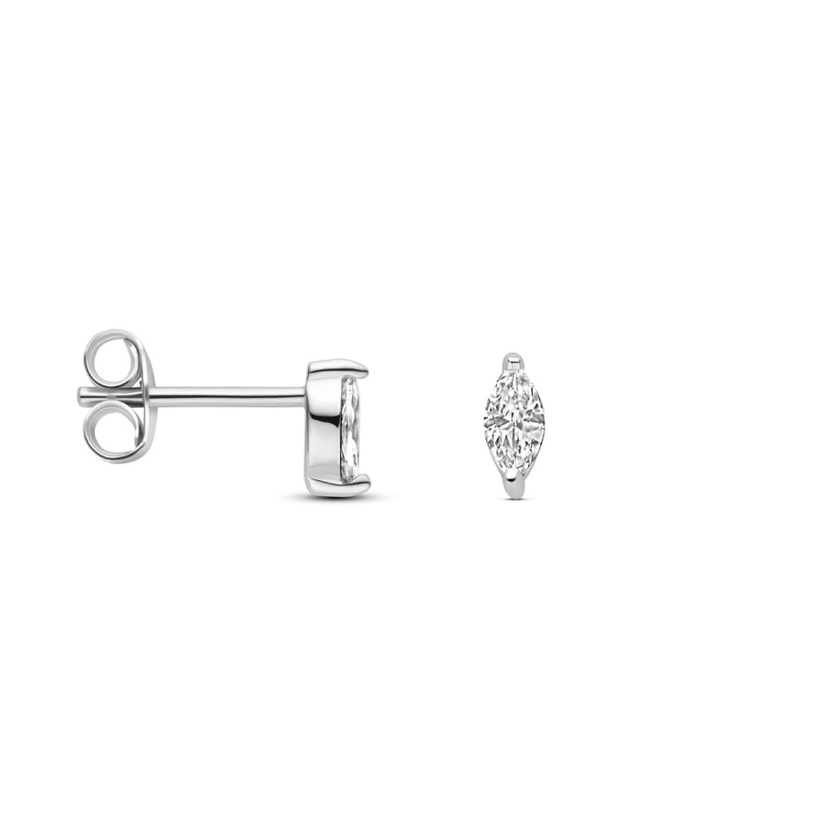 orecchini a bottone zirconia 6 mm argento rodiato