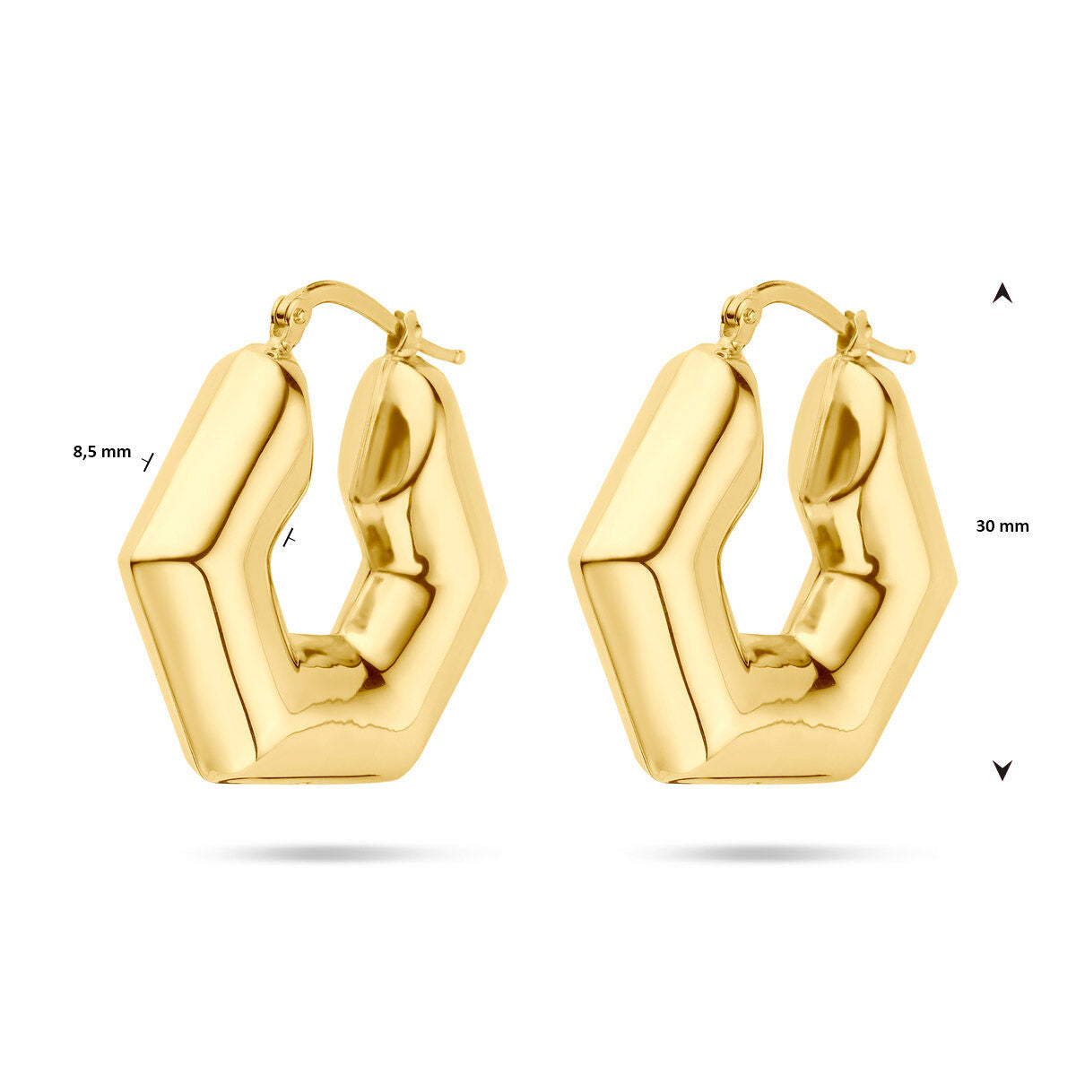 orecchini a cerchio 30 mm 1 micron argento placcato oro (giallo)