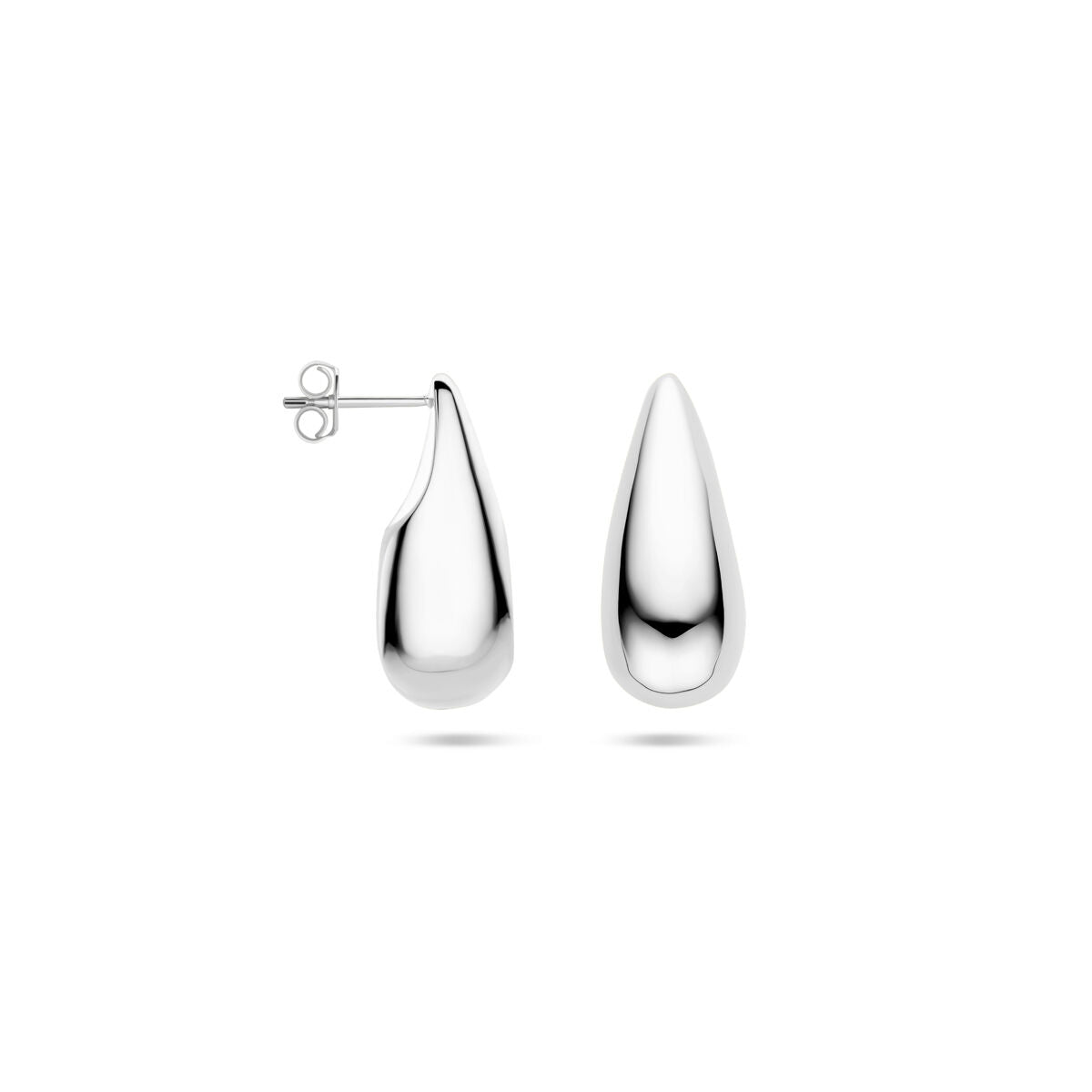 orecchini a bottone goccia 25 mm argento rodiato