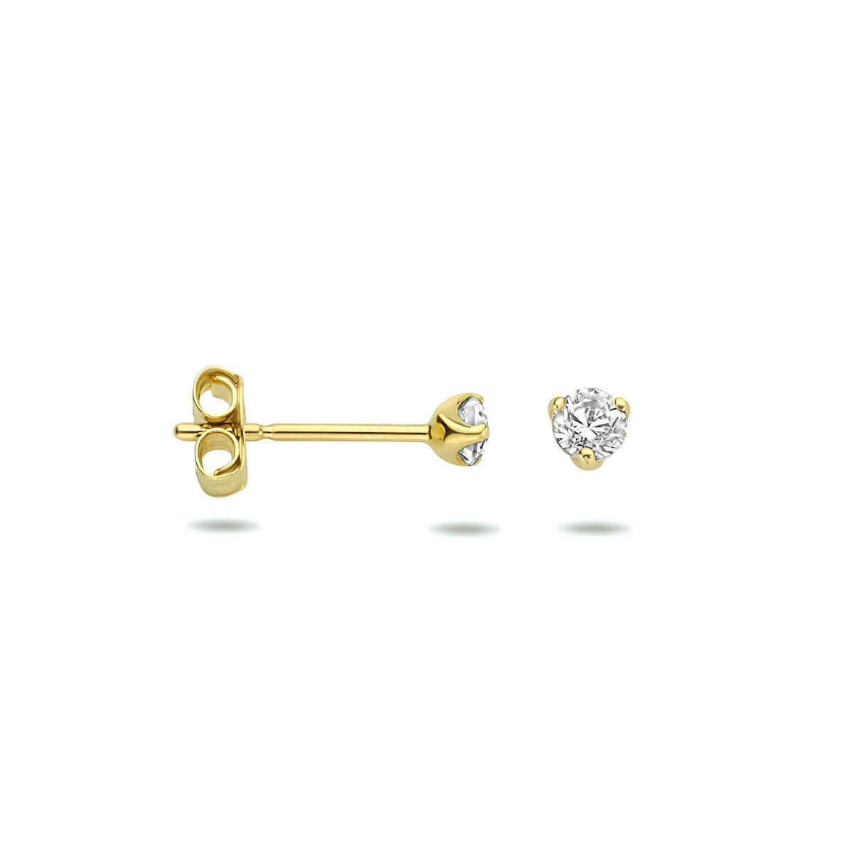 orecchini a bottone zirconia oro giallo 14K