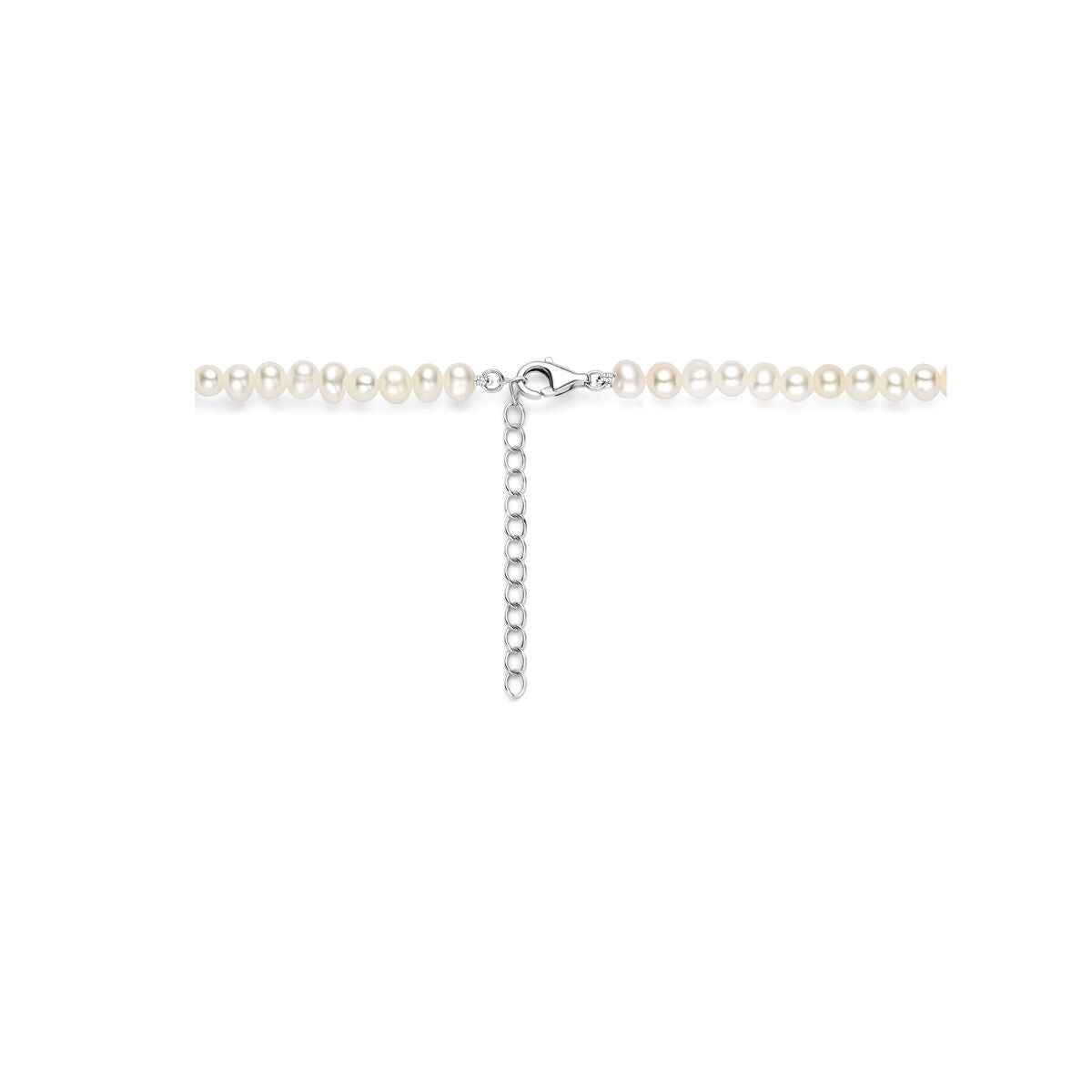 Collier in argento rodiato con perle e dettagli raffinati