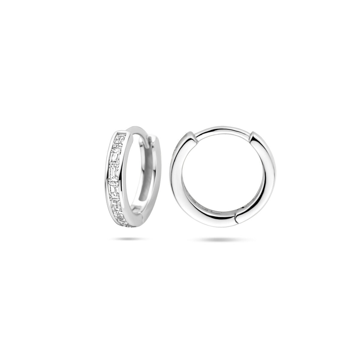 orecchini a cerchio zirconia 12 mm argento rodiato