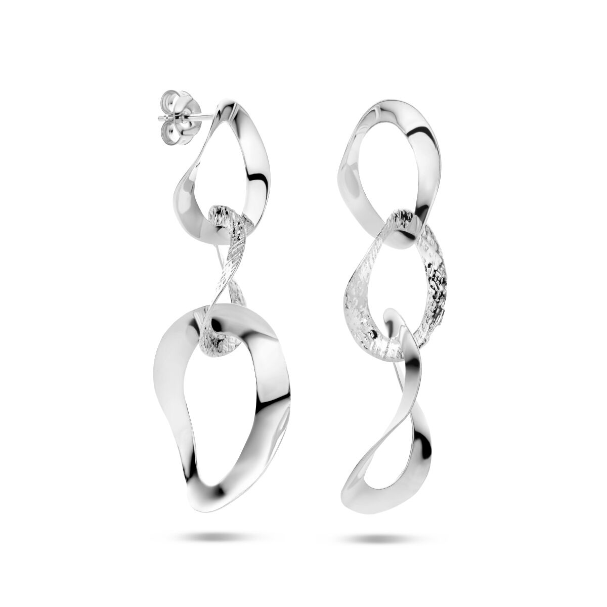 Orecchini pendenti ovali lucido/opaco argento rodiato