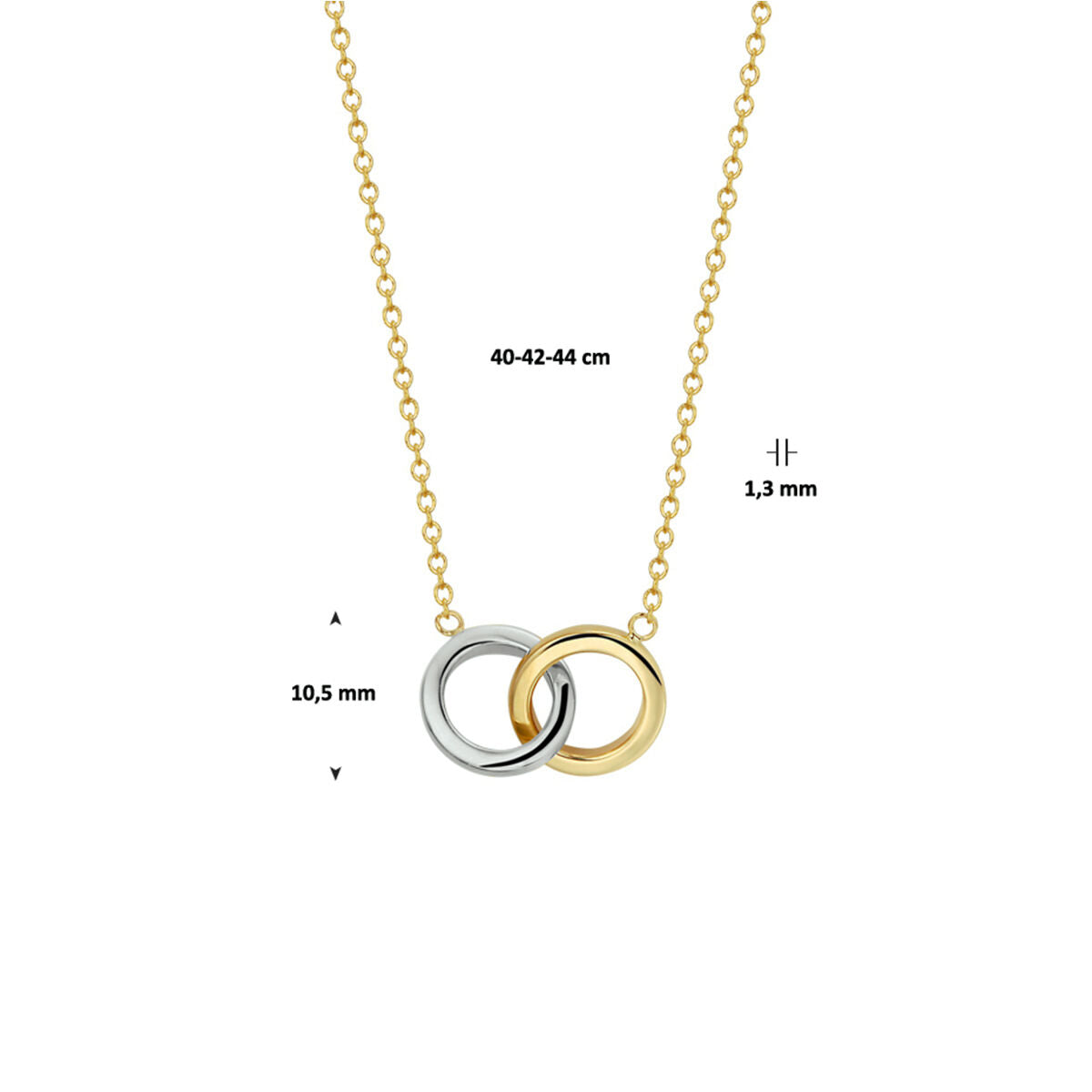collana tondini 40 - 42 - 44 cm 14K oro bicolore giallo/bianco
