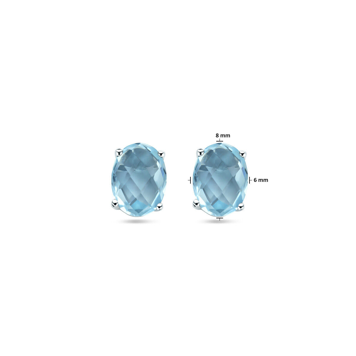 orecchini a bottone topazio blu argento rodiato