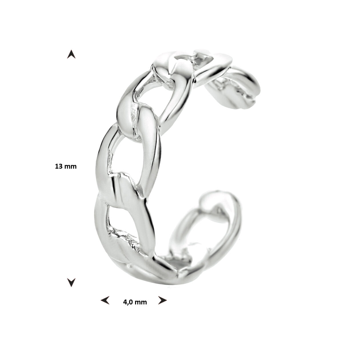 earcuff maglia argento rodiato