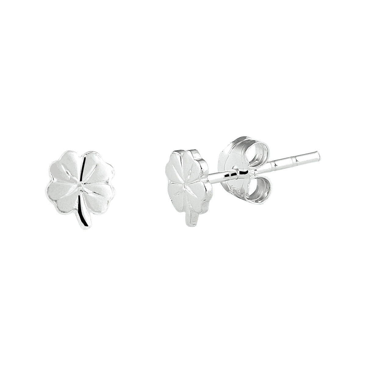 Orecchini a forma di quadrifoglio in argento bianco.