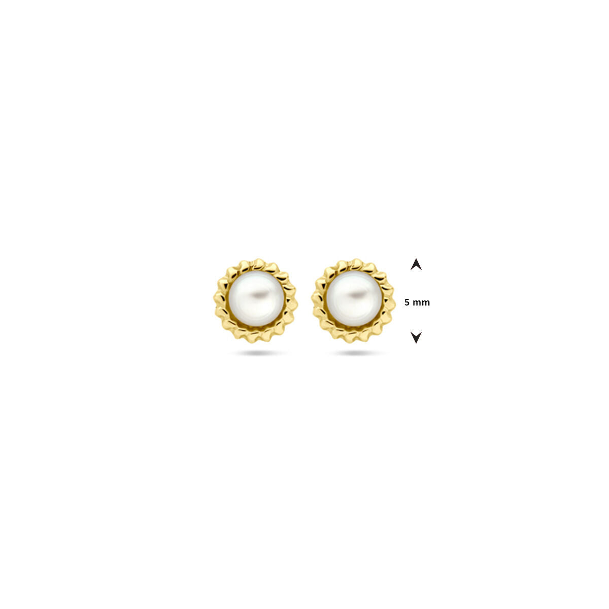 orecchini a bottone perla 5,0 mm 14K oro giallo