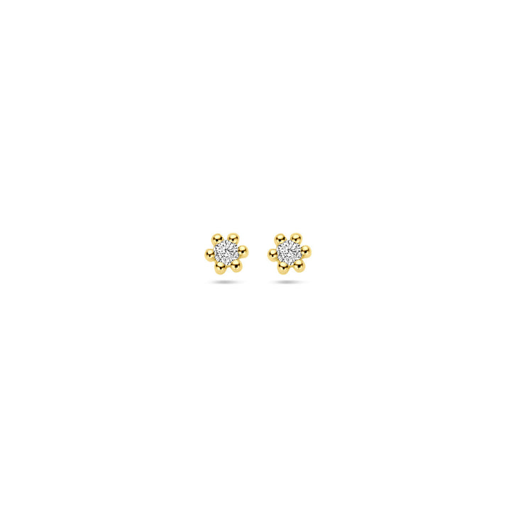 oorknoppen diamant 0.04ct (2x 0.02ct) h p1 14K geelgoud