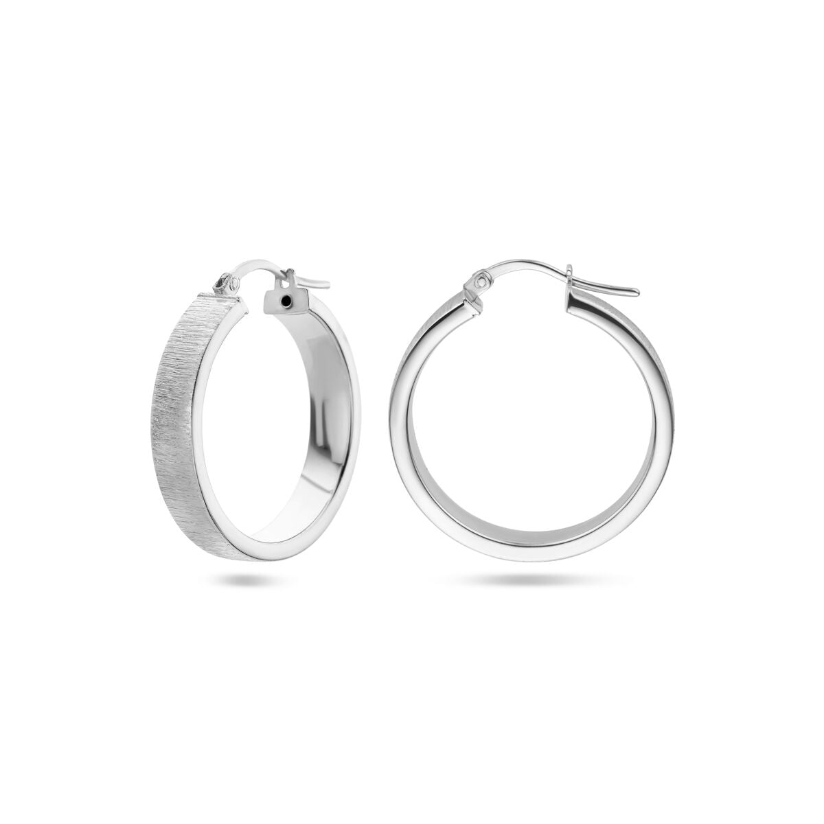 orecchini a cerchio lucido/opaco argento rodiato
