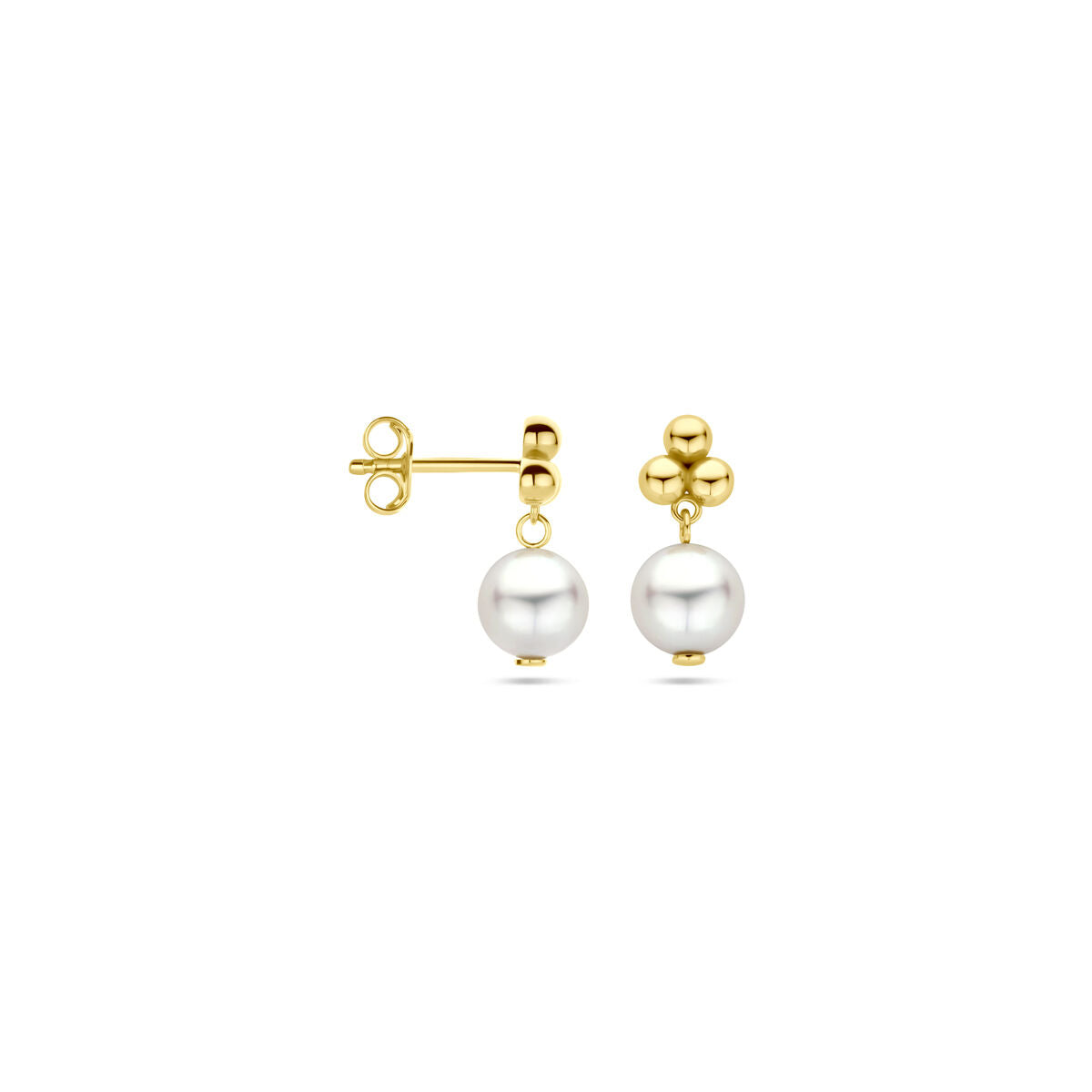 orecchini a bottone perla 15 mm oro giallo 14K