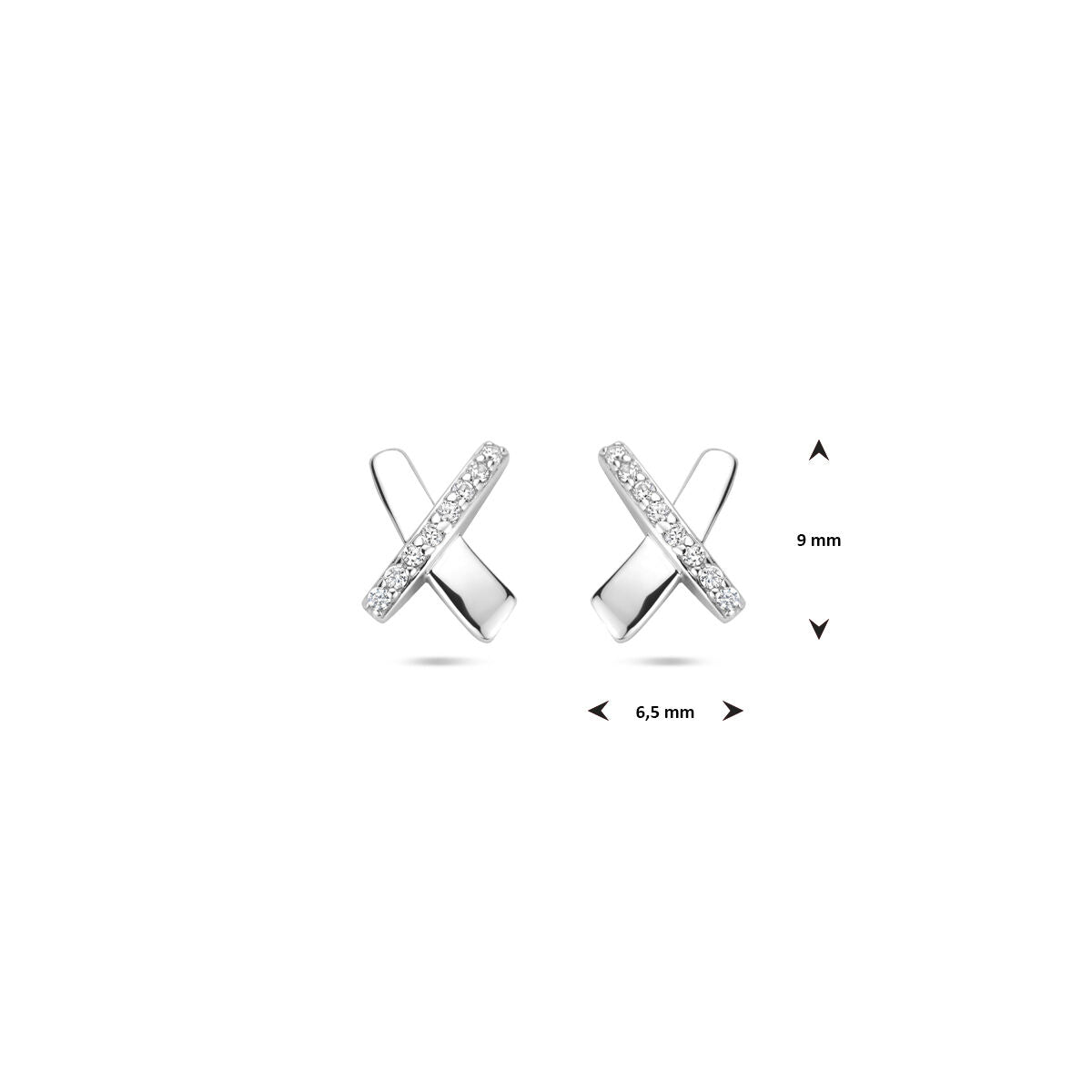 orecchini a bottone zircone 9 mm argento rodiato