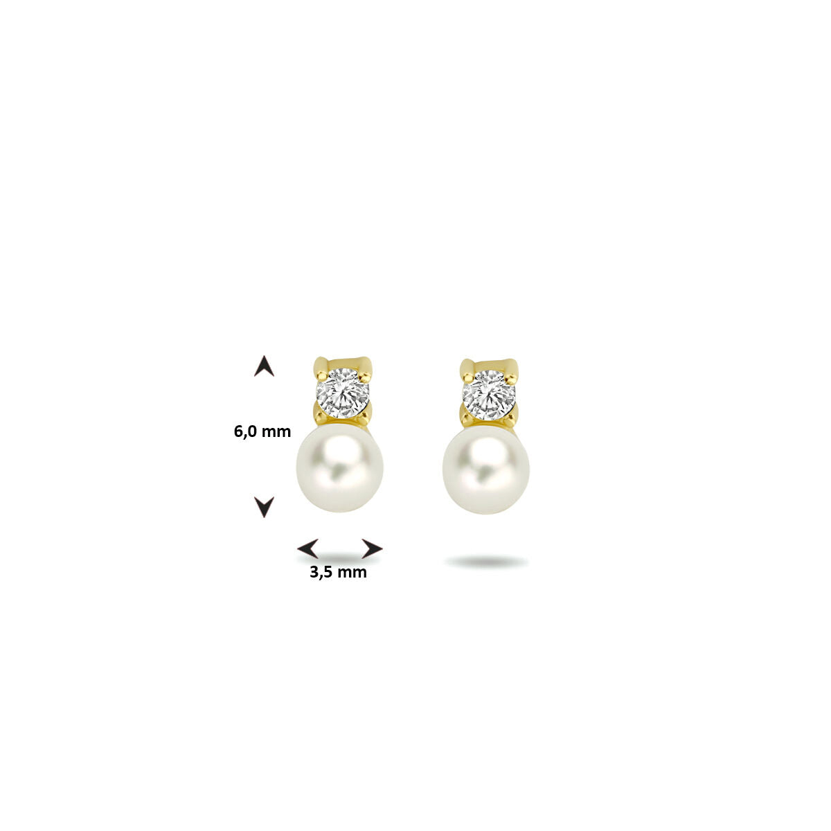 orecchini a bottone perla e zircone oro giallo 14K